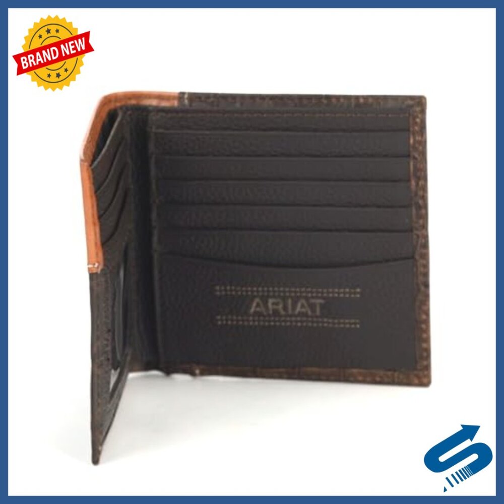 Men's Genuine Leather Bifold Wallet with Floral Embossing Slim Fit - Picture 5 of 6